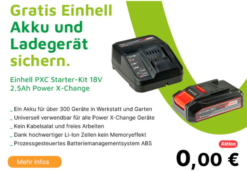 Gratis: Einhell-Starterkit beim Kauf von Aktionsprodukte