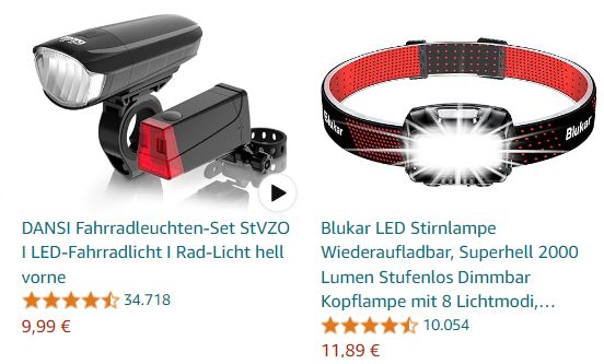 Amazon: Fahrradleuchtenset mit Zulassung für 9,99 Euro