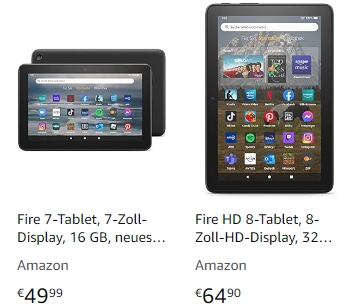 Amazon: Fire Tablet 7 jetzt für 49,99 Euro frei Haus