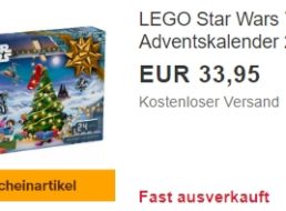 Lego: Star Wars Adventskalender 2024 via Gutschein für 28,86 Euro