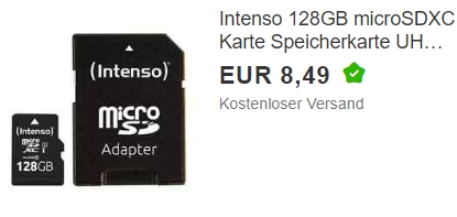 Ebay: Micro SDXC mit 128 GByte für 8,49 Euro frei Haus