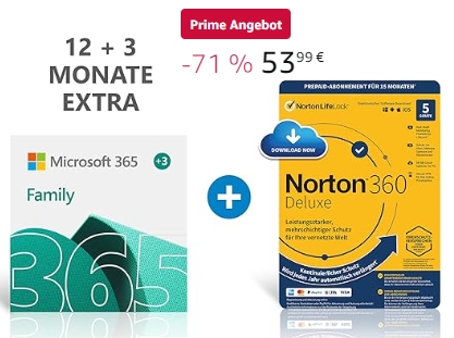 "Microsoft 365 Family": 15 Monate mit Virenschutz für 53,99 Euro