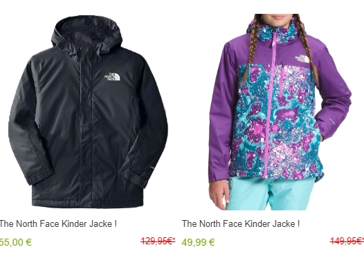 North Face: Kinder-Winterjacke für 55 statt 129,85 Euro