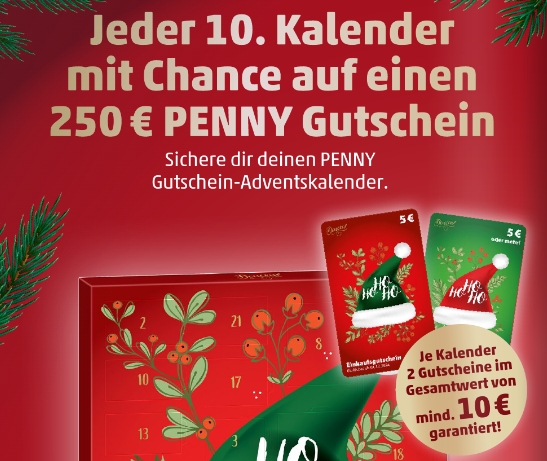 Penny: Adventskalender mit Gutscheinen über 10 Euro ab 14,99 Euro