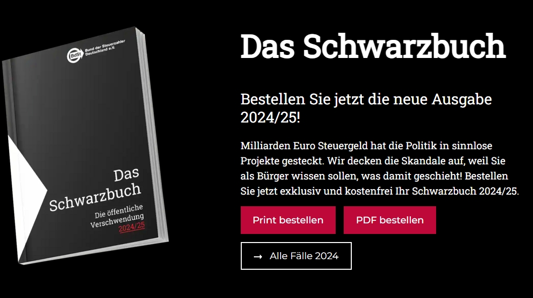 Gratis: Schwarzbuch 2024 vom Bund der Steuerzahler zum Download