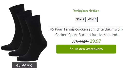 Outlet46: 45 Paar Socken für 29,97 Euro frei Haus