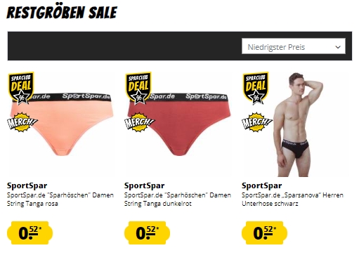 Sportspar: Restgrößen-Sale mit Kleidung ab 54 Cent