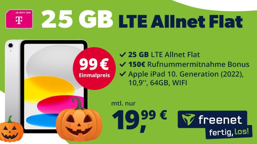 Freenet: Telekom-Flat mit iPad für 19,99 Euro / Monat