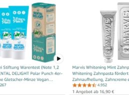 Amazon: Testsieger-Zahnpasta für 7,80 Euro im Viererpack