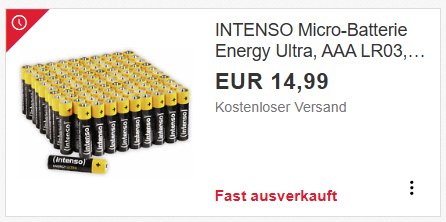 Intenso: AAA-Batterien im 100er-Pack für 14,99 Euro frei Haus