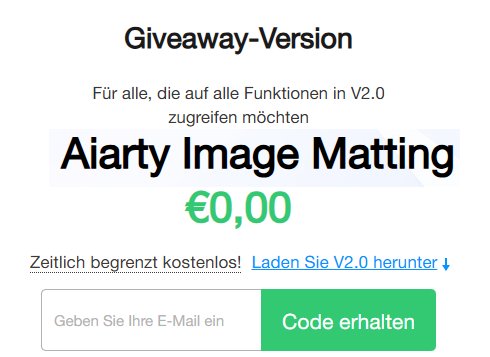 Gratis: "Aiarty Image Matting" mit KI für 0 Euro