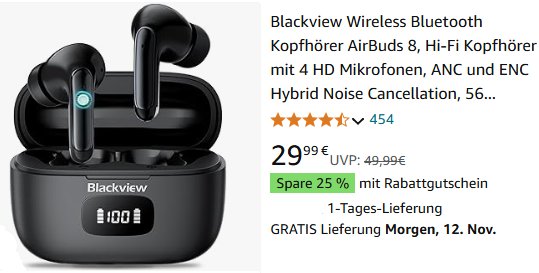 Amazon: Bluetooth-AirBuds mit ANC für 14,99 Euro