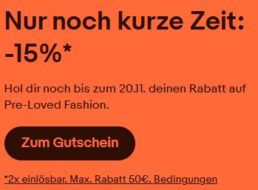 Ebay: 15 Prozent auf Markenmode bis Mittwoch Abend