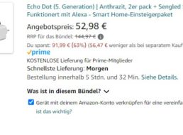 Amazon: 2 x Echo Dot und Smart Plug für 52,98 Euro