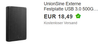 Ebay: Externe Festplatte mit 500 GByte für 14,79 Euro