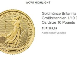 Ebay: Goldmünze „Britannia“ 2024 zum Bestpreis von 269,99 Euro