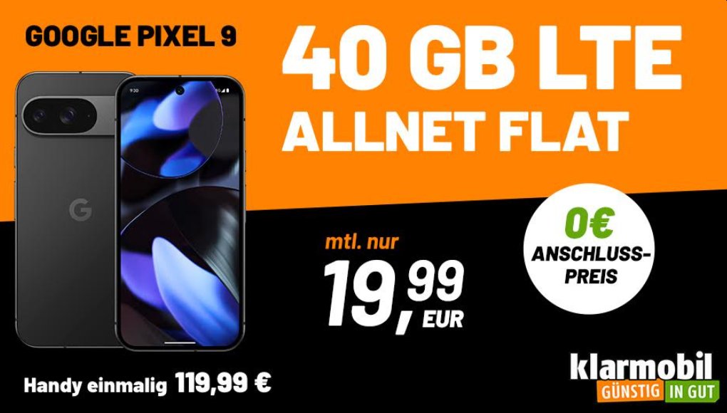 Klarmobil: Google Pixel 9 zur 5G-Flat für 19,99 Euro