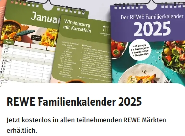 Gratis: Rewe-Familienkalender 2025 für 0 Euro