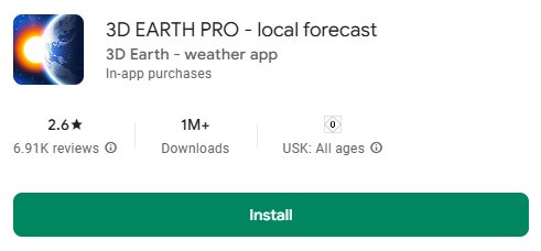 Gratis: App "3D Earth Pro" für 0 statt 32 Euro