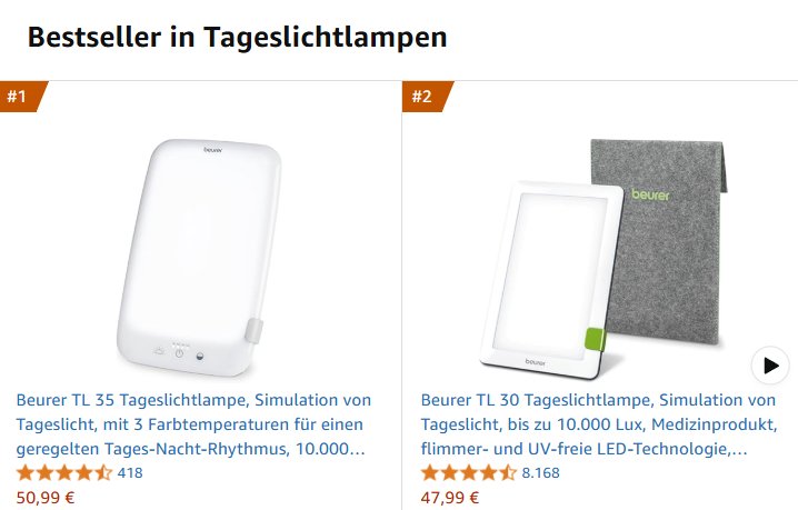 Amazon: Bestseller-Tageslichtlampe Beurer TL 35 für 50,99 Euro