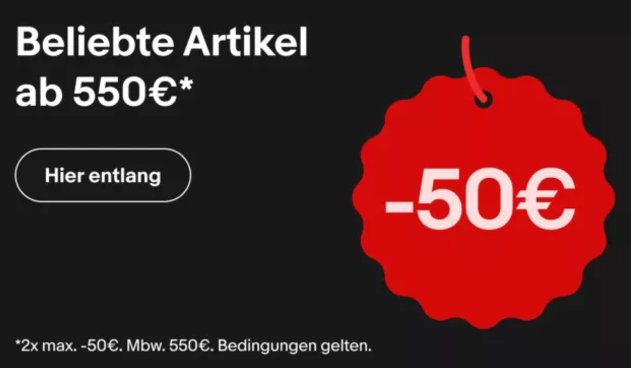 Ebay: Rabatt von bis zu 50 Euro bis Montag Abend