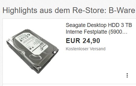 Ebay: Seagate-Festplatte mit 3 TByte als B-Ware für 24,90 Euro