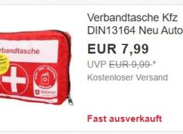 Ebay: Kfz-Verbandstasche nach neuer Norm für 7,99 Euro