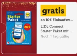 Gratis: „Lidl Connect Starterpaket“ für 0 statt 20 Euro