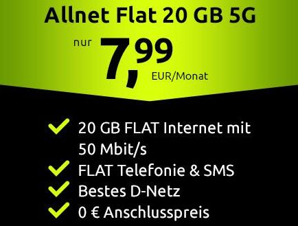 Telekom-Netz: 20 GByte 5G-Daten für 7,99 Euro