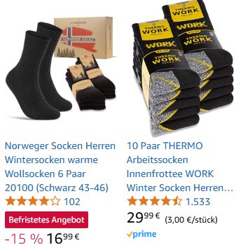 Amazon: Sechserpack Norwegersocken für 16,99 Euro