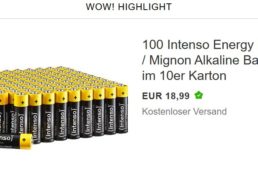 Ebay: 100er-Pack AA-Batterien für 18,99 Euro frei Haus