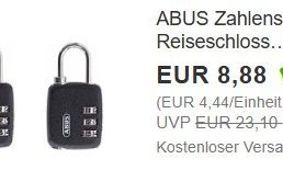 Ebay: Abus-Zahlenschloss im Doppelpack für 8,88 Euro