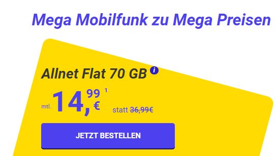 Mega Sim: 5G-Tarife mit monatlicher Kündbarkeit ab 14,99 Euro