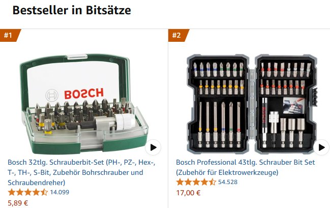 Amazon: Schrauberbit-Set von Bosch für 5,89 Euro