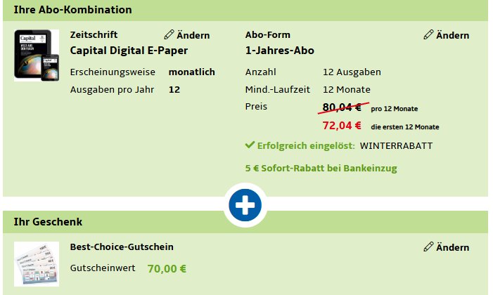 Capital: Digitales Jahresabo für 67,04 Euro mit Gutschein über 70 Euro