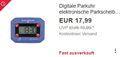 Ebay: Digitale Parkscheibe für 17,99 Euro frei Haus