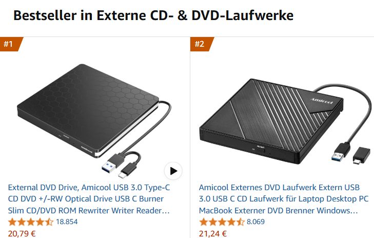 Amazon: Externer DVD-Brenner für 20,79 Euro