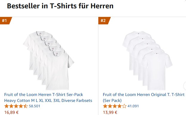 Amazon: "Fruit of the Loom"-Shirts in hoher Qualität zum Bestpreis