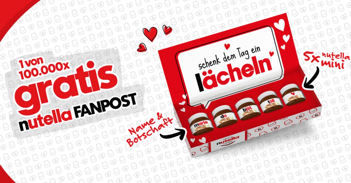 Gratis: Nutella-Fanpost mit fünf Minigläsern frei Haus