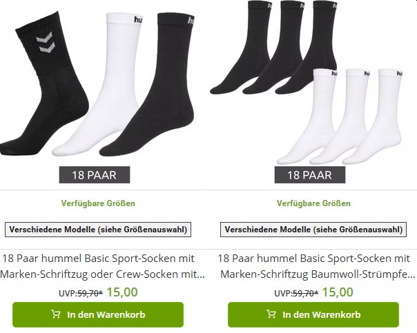 Outlet46: 36 Paar Socken von Hummel für 30 Euro frei Haus