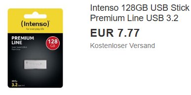 Ebay: Intenso USB-Stick mit 128 GByte für 7,77 Euro