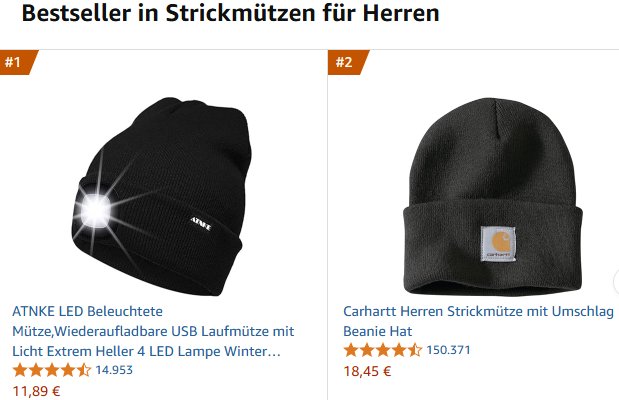 Amazon: Bestseller LED-Strickmütze für 11,89 Euro