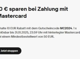 Ebay: 10 Euro Rabatt bei Zahlung mit Mastercard