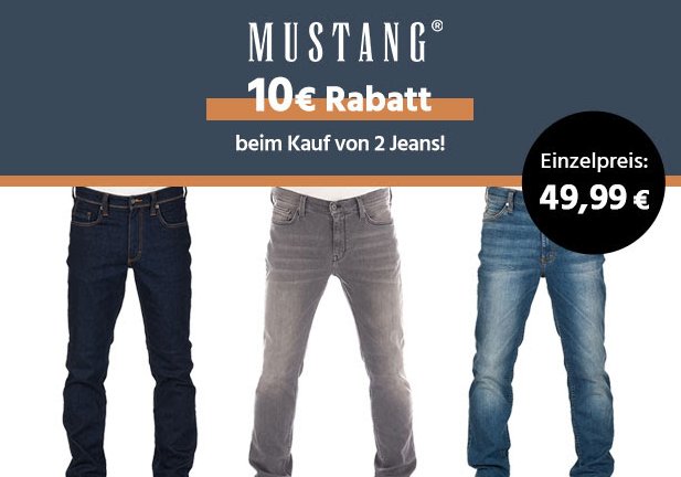 Mustang: Jeans im Doppelpack mit 10 Euro Rabatt