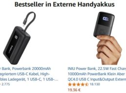 Amazon: Kleine Iniu Powerbank mit 10.000 mAh für 19,36 Euro