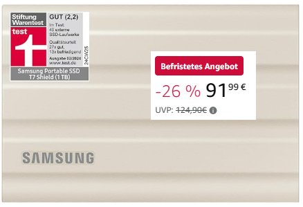 Amazon: Samsung-SSD Portable mit gutem Testergebnis für 91,99 Euro