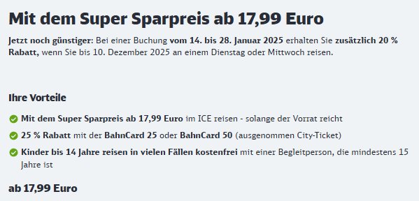 Bahn: Super-Sparpreis mit 20 Prozent Extra-Rabatt