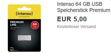 Intenso: USB-Stick mit 64 GByte für 5 Euro frei Haus