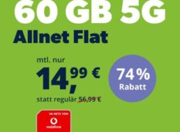 Freenet: Vodafone-Flat mit 60 GByte 5G-Daten für 14,99 Euro