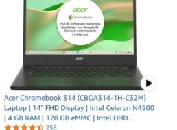 Amazon: „Acer Chromebook 314“ mit 3 Monaten Google AI für 179 Euro